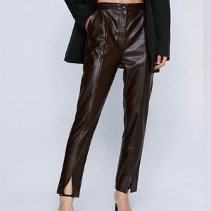 Faux Leather Brown Skinny Pants NWT